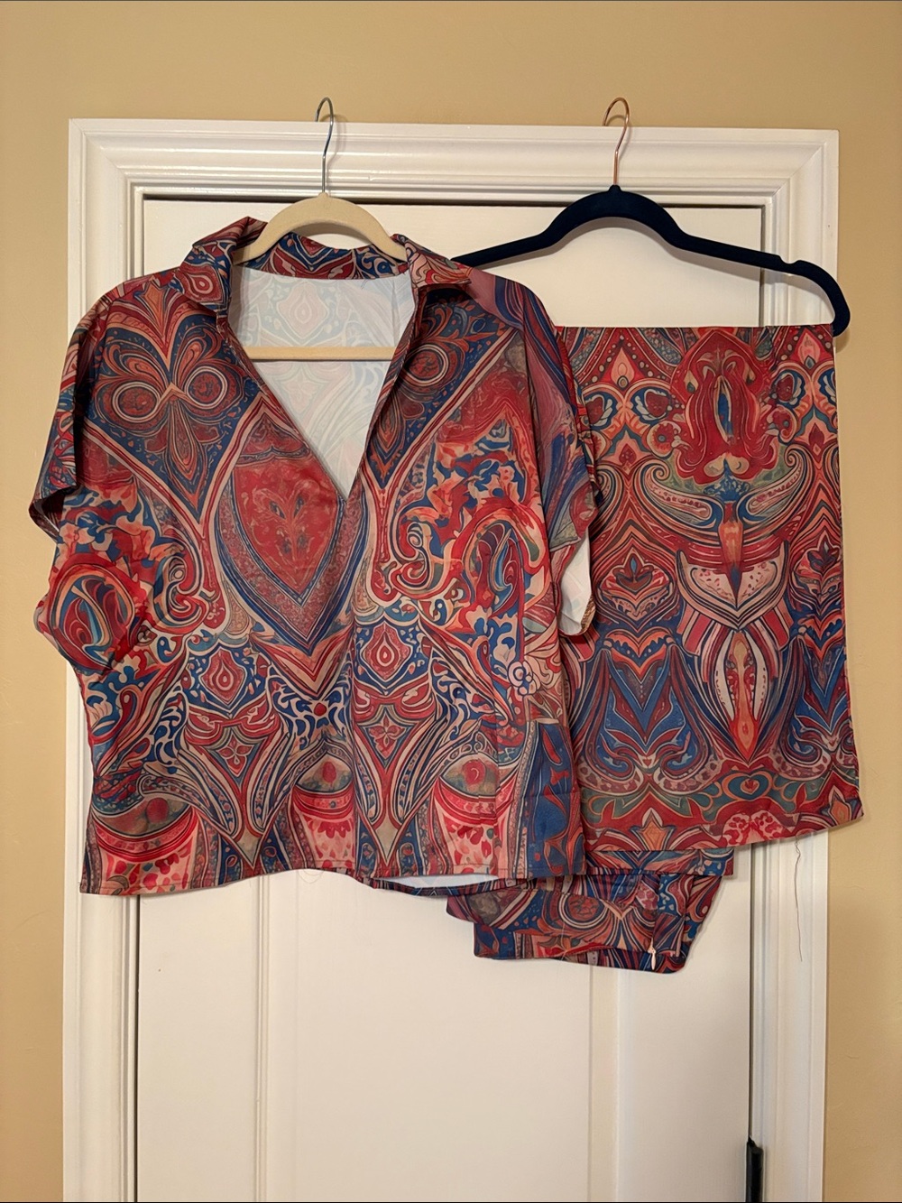 Bold Red Paisley Two-Piece Set